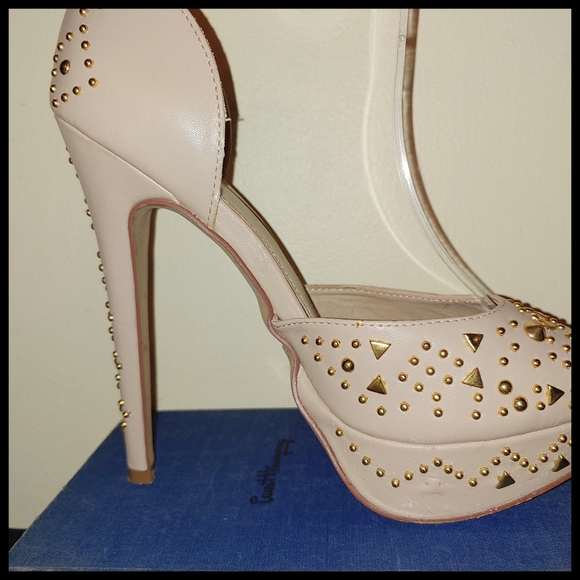Aldo Cream & Gold Peep-toe Platforms w Ankle Strap - Picture 9 of 9